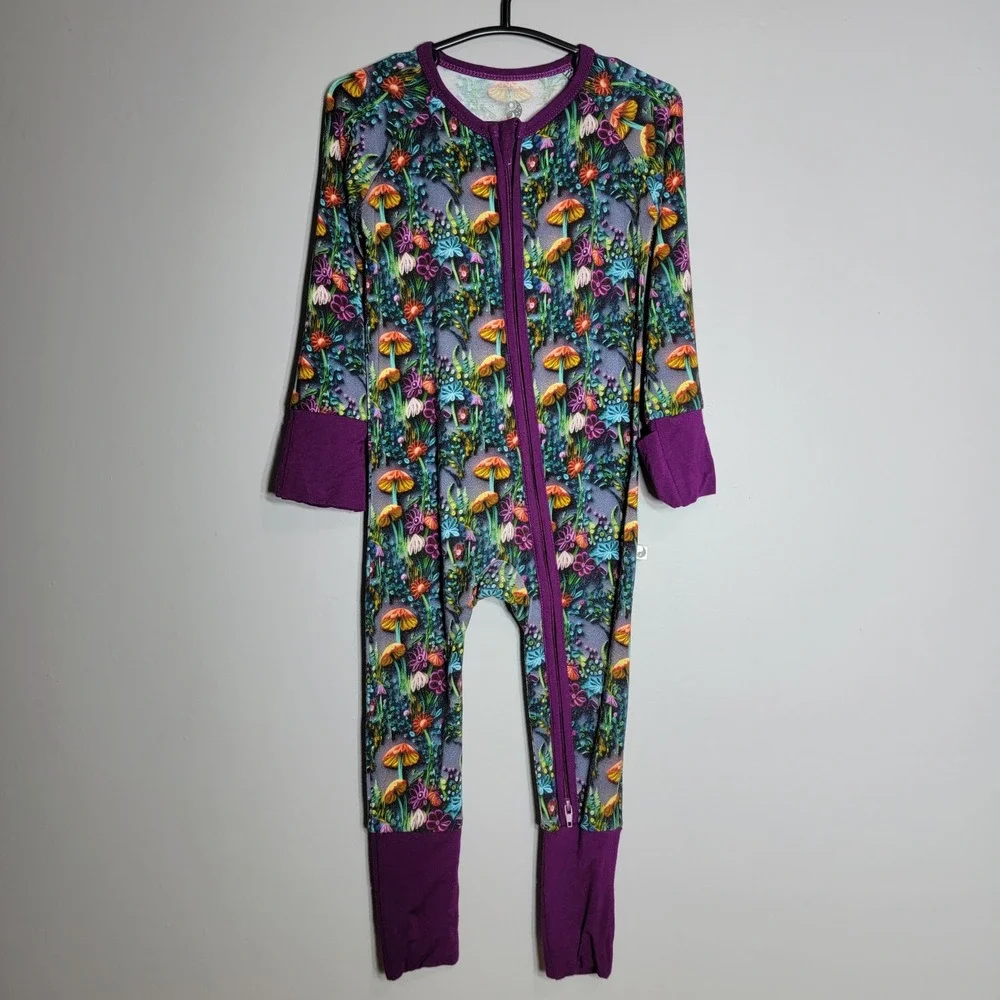 Day & Night Bamboo 3D Mushrooms Zippy Pajamas 6-12 Months Girly‎ Cottagecore